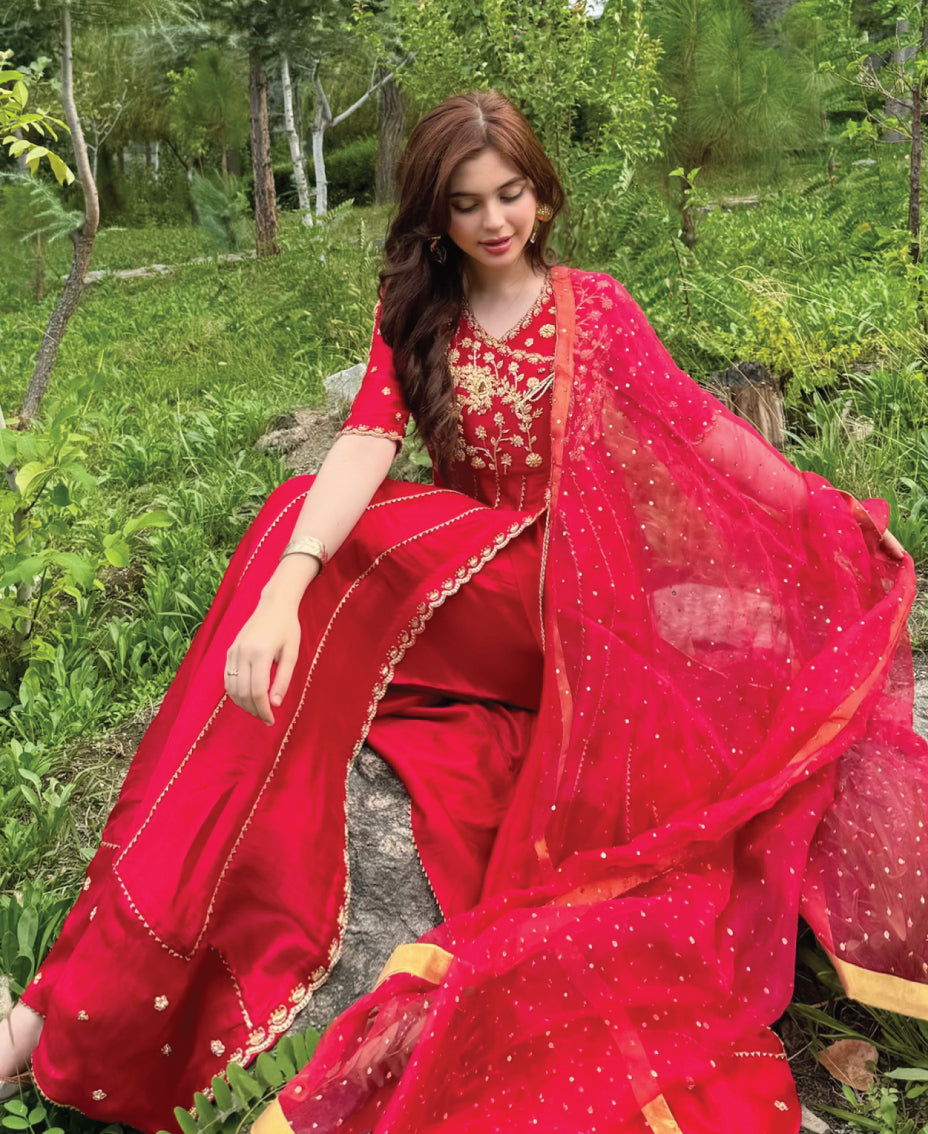 Crimson Angarkha Anarkali