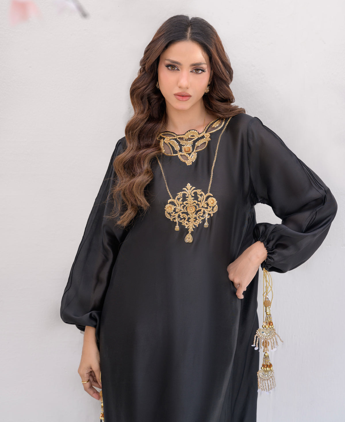 shesha silk black dress